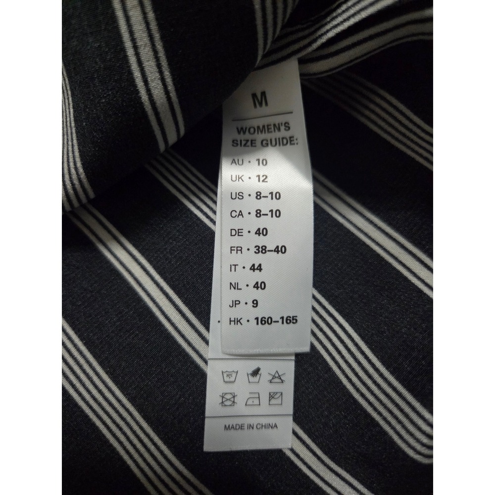 LilySilk Womens Black and White Striped 100% Mulberry Silk Button Down Blouse M - Picture 8 of 10
